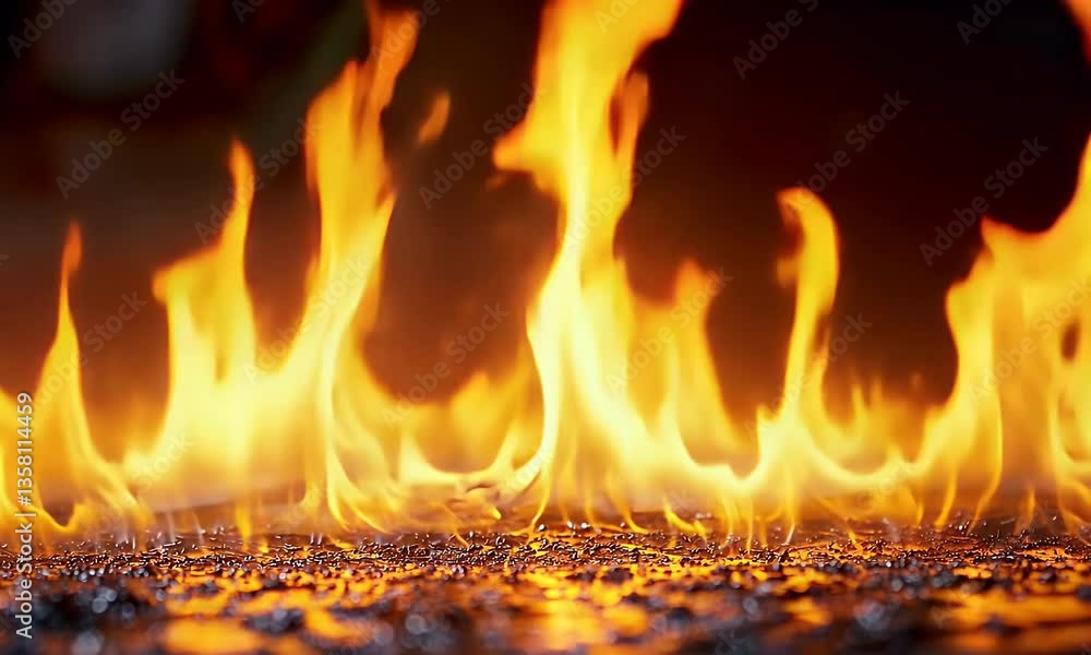 Wall mural captivating flames dancing on a reflective surface filling the scene with light and intense warmth i