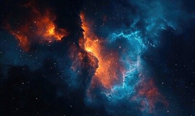 Fototapeta premium A colorful space scene with orange and blue clouds