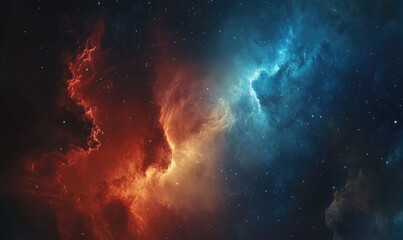 Fototapeta premium A colorful space scene with a red and blue cloud