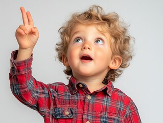 Toddler Points Upward, Studio Shot