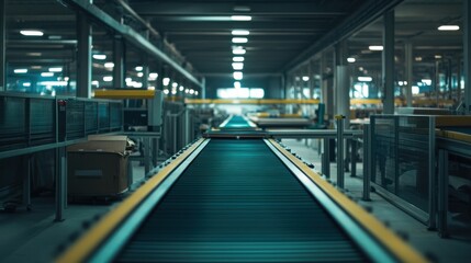 Obraz premium Industrial Conveyor Belt System In Factory Setting