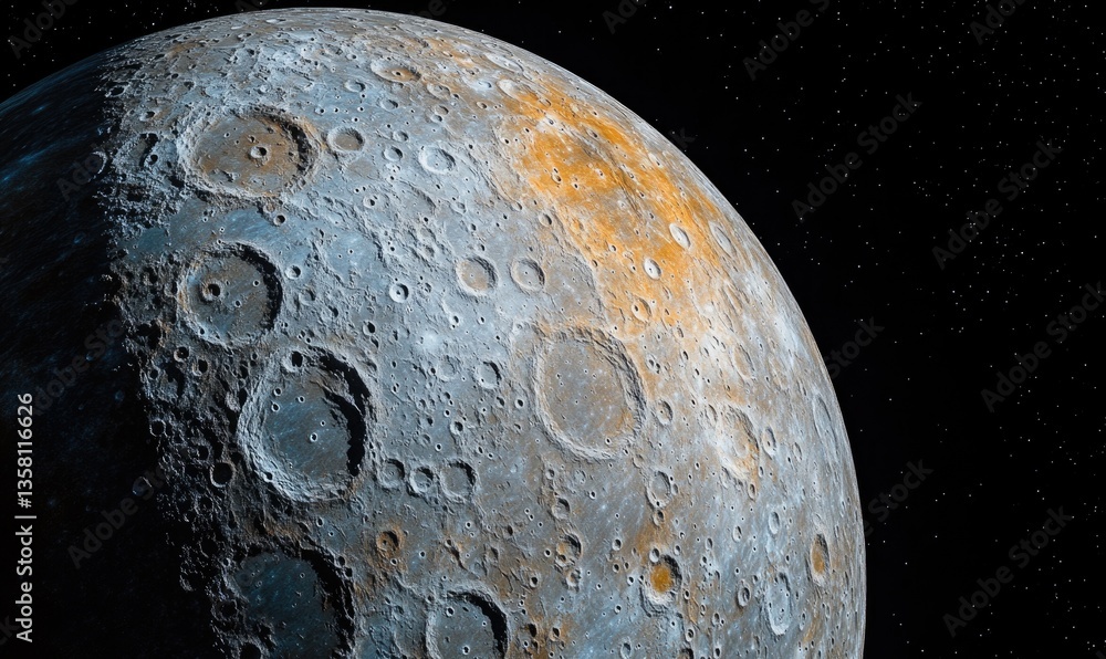 Poster a close up of a planet with a large orange spot on it