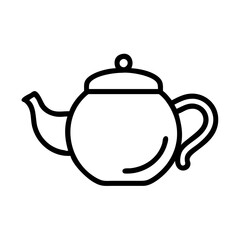 Fototapeta premium Teapot icon in outline style black and white