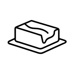 Butter slice icon in black and white outline style