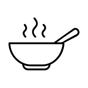 recommend clip art: Hot soup bowl icon with steam in outline style