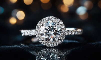 Fototapeta premium A diamond ring with a halo of diamonds