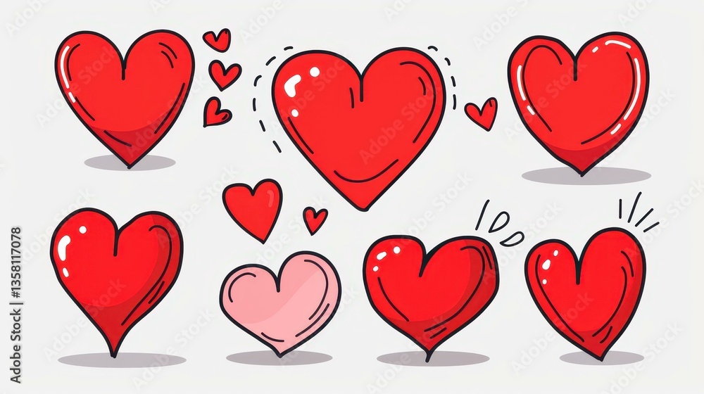 Poster a charming set of handdrawn vector hearts perfect for adding a personal touch to your designs and il