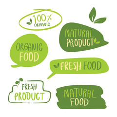 Organic, fresh ,natural, healthy, food, eco, bio, guarantee labels, badge, logo. isolated vector