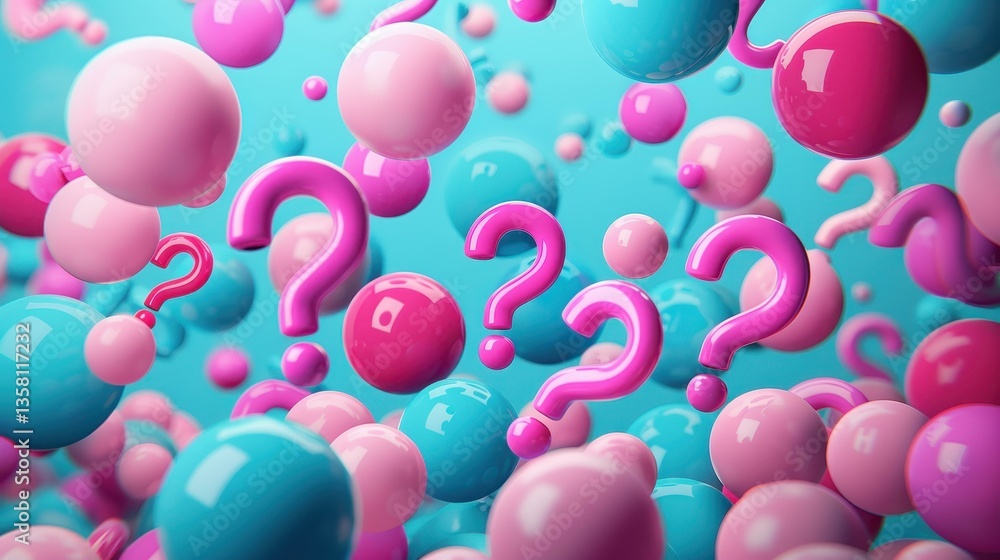Aufkleber explore a stunning 3d illustration filled with infinite question marks, creating a unique visual exp