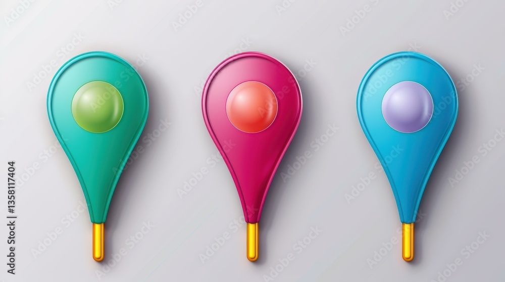 Poster a diverse set of map pointers, perfect for marking locations with style and clarity. ideal for gps a