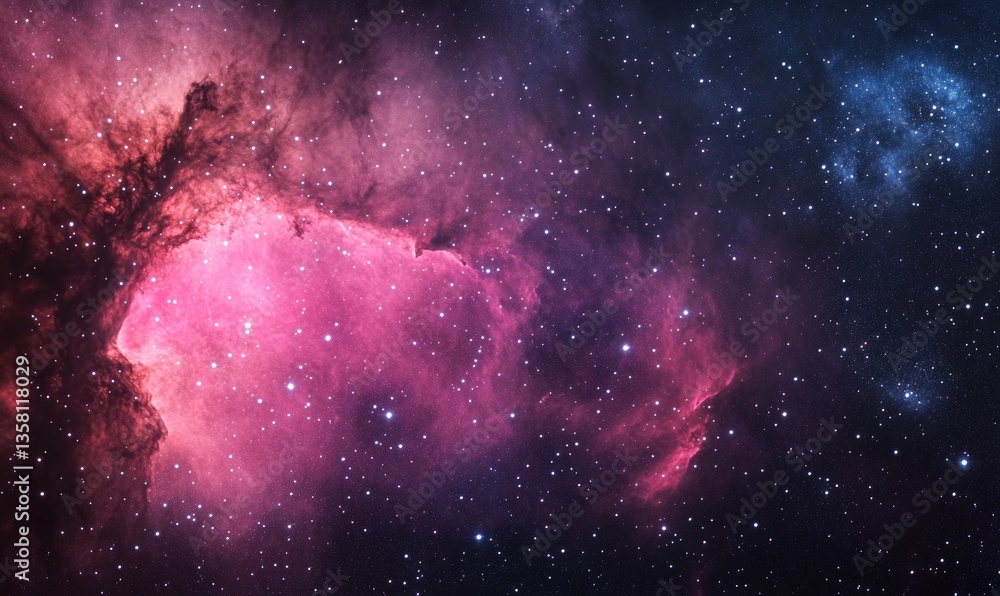 Wall mural a beautiful and colorful space scene with a pink and blue nebula