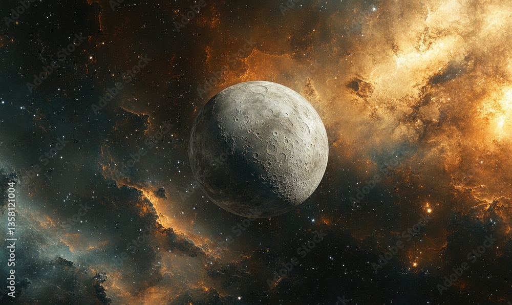 Canvas Prints a large, white, rocky planet is floating in space