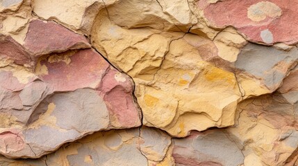 Naklejka premium Colorful Cracked Stone Formation Texture Detail