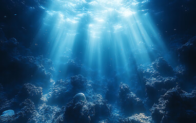 Naklejka premium underwater scene with rays of light and rays
