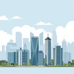 City Building Cityscape Skyline Business Vector Illustration.