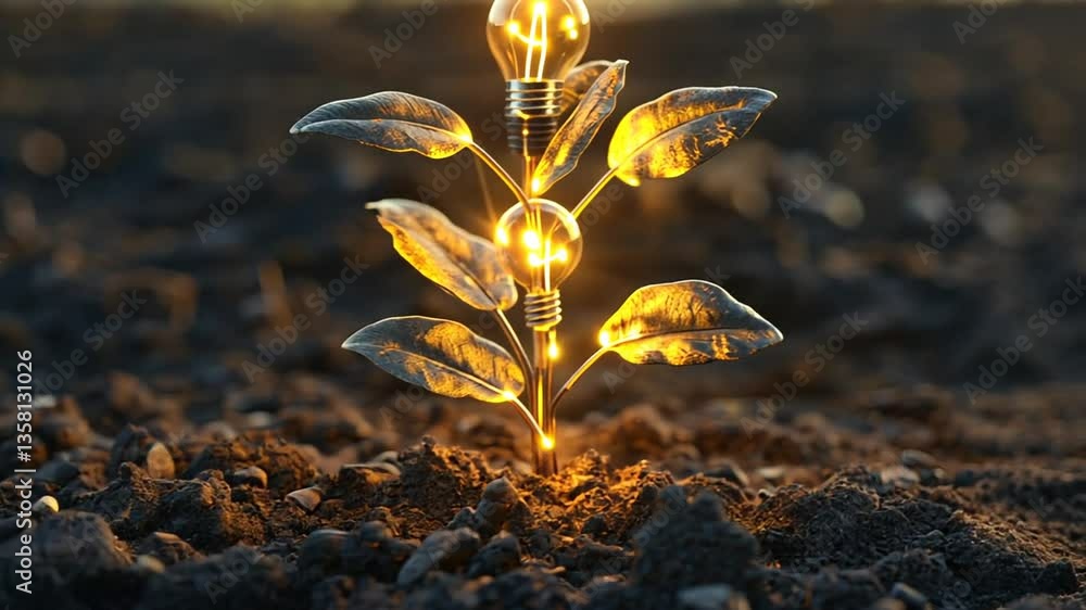 Poster lightbulb tree symbolizing energy efficiency and environmental care generative ai