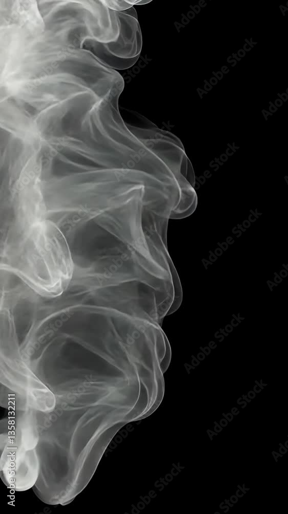 Poster abstract smoke patterns rising against a black background create a mesmerizing visual effect during 