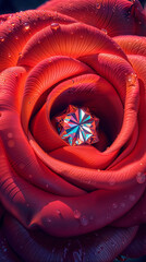 Naklejka premium A diamond in the middle of a red rose