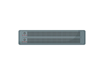Vector illustration of a gray audio rack unit.