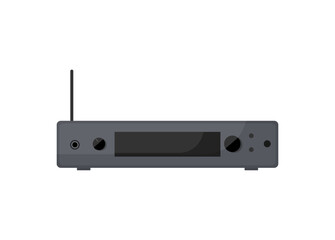 Vector illustration of a gray wireless receiver with an antenna.