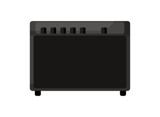 Obraz premium Vector illustration of a black amplifier with knobs.