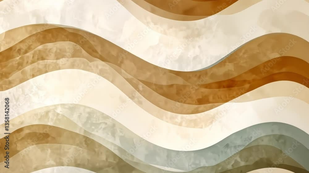 Poster abstract wavy pattern in warm tones with layered textures
