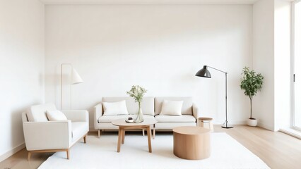 Fototapeta premium modern living room with white furniture