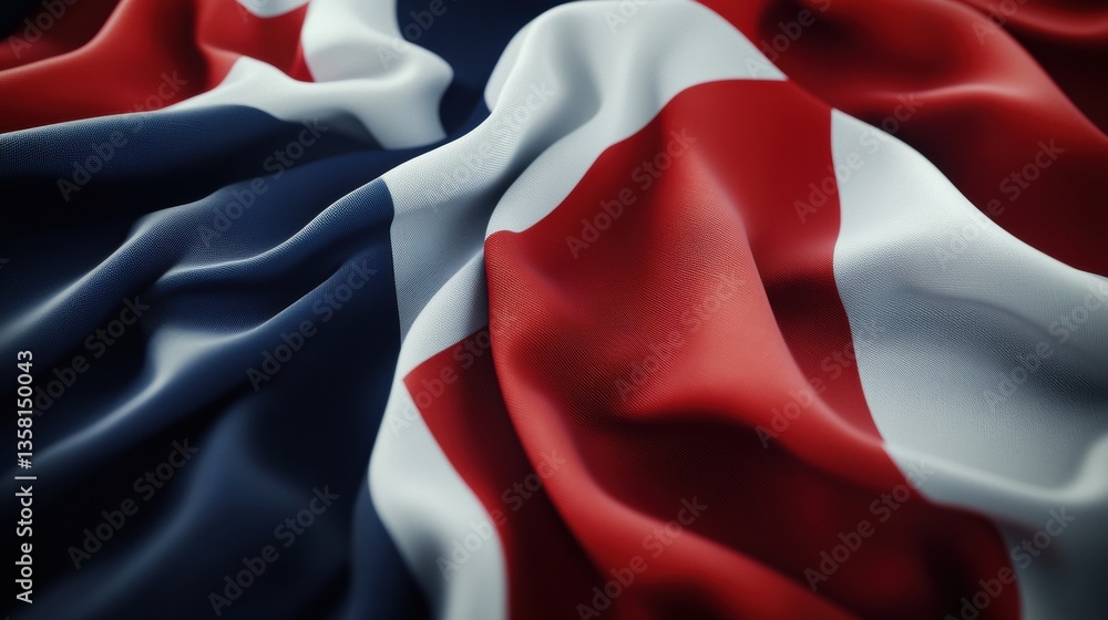 Aufkleber national flag waving gently in the wind with high-detail fabric texture under soft natural lighting 