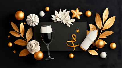 Elegant New Year Celebration with Gold and Black Decor
