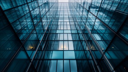 Modern Glass Building Facade with Geometric Pattern