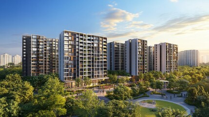 Obraz premium Modern Apartment Complex at Sunset