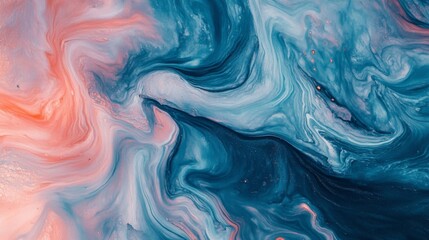 Obraz premium Abstract Fluid Art with Blue Pink and Orange Swirls