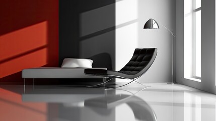 Modern Black Leather Lounge Chair in Stylish Room Design