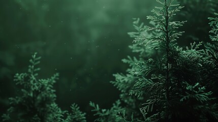 Fototapeta premium Enchanted Evergreen Forest: Tranquil Green Background, Nature Backdrop