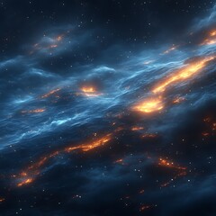 Obraz premium Glowing nebula cloudscape, cosmic dust, starry backdrop, science fiction design