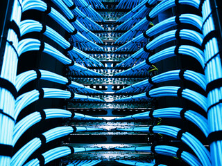 Detailed View of Organized Network Cables in Server Room Setup