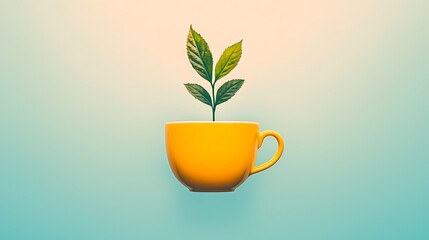 Plant Sprouting in Yellow Cup.