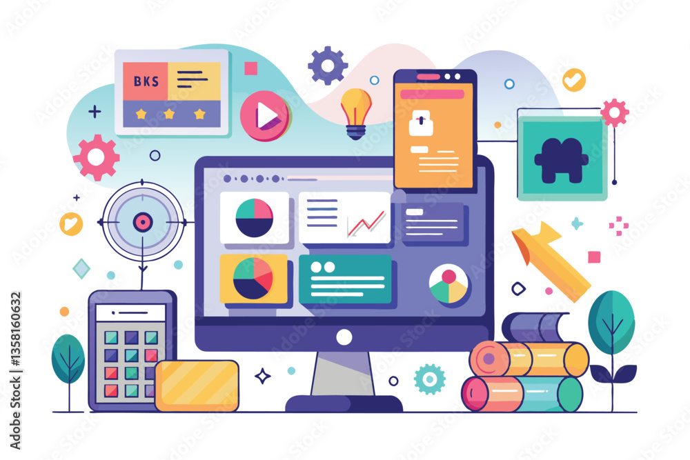 Poster a vibrant collection of ui ux design elements showcases customization options for digital projects, 