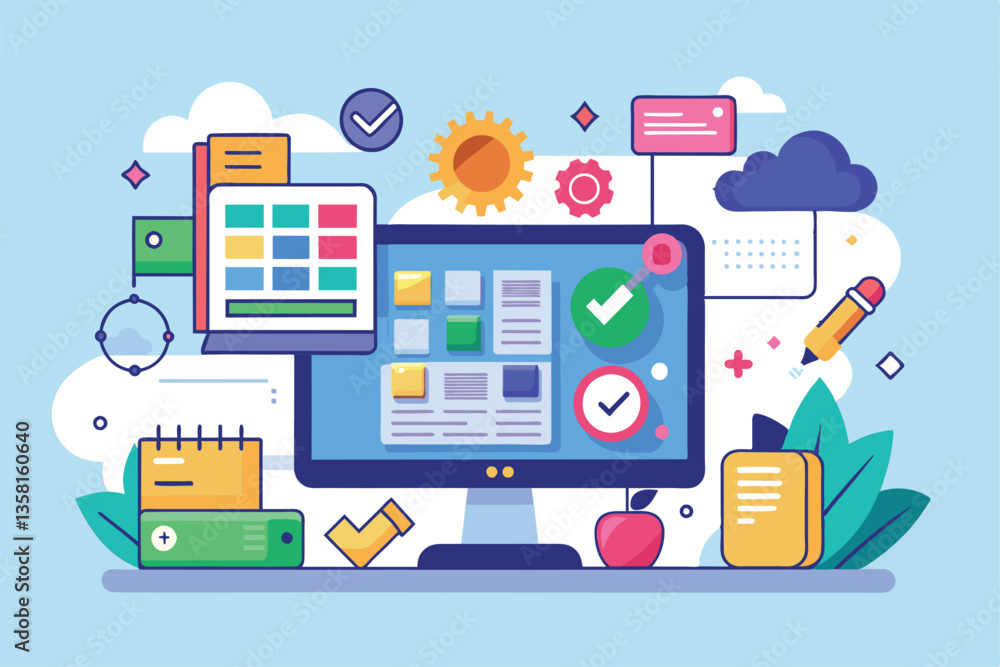 Poster a vibrant digital workspace showcases customizable ui/ux design elements, enhancing user experience 