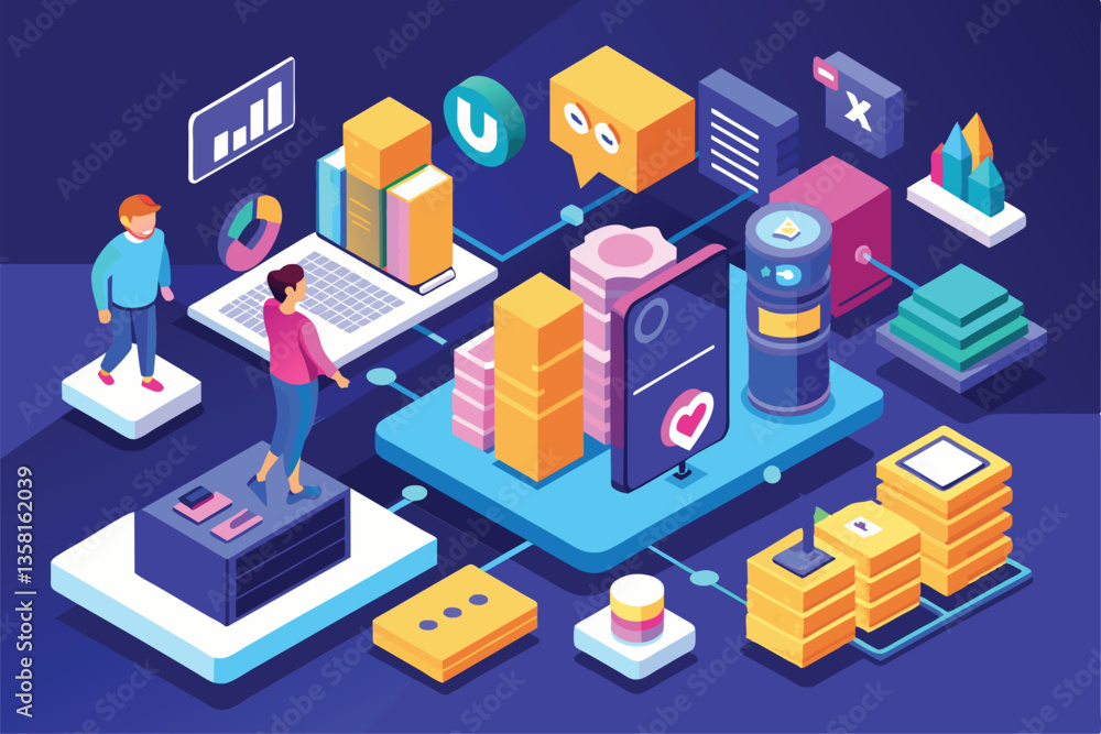 Poster a user navigates through customizable ui/ux elements in a vibrant digital design environment, ui-ux 