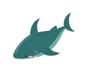 Vector illustration of a green shark swimming.