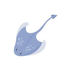 Vector illustration of a light blue stingray swimming.