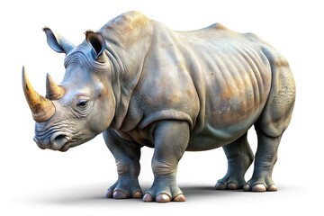 Obraz premium Rhino Mockup, 3D Render, Realistic, Animal, Wildlife