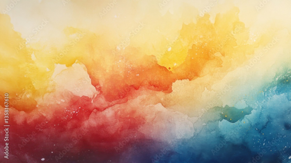 Poster abstract watercolor background with warm and cool color gradient