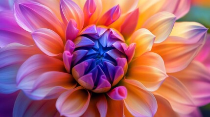 Fototapeta premium Close-up View of a Multicolored Dahlia Flower