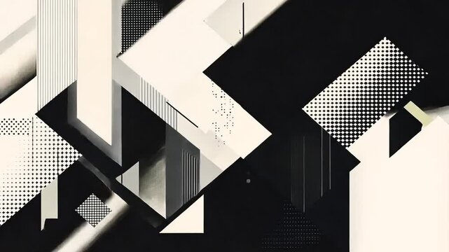 Monochrome Abstract Geometric Illustration With Intricate Shapes Generative AI