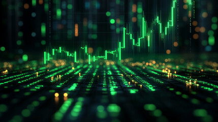 green line sharply rises on a stock market chart, symbolizing a market downturn, economic decline, or loss in investments, reflecting volatility and financial uncertainty in modern markets