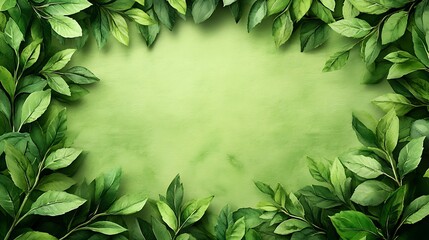 A green leafy border surrounds a painted background for a frame