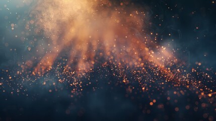 Obraz premium Golden Sparkles Bokeh Background, Festive Magic Dust Particles, Christmas Celebration, New Year, Glittering Lights, Luxury Design, Abstract Backdrop