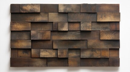 Textured plank designs rustic brown hues forming a decorative panel display